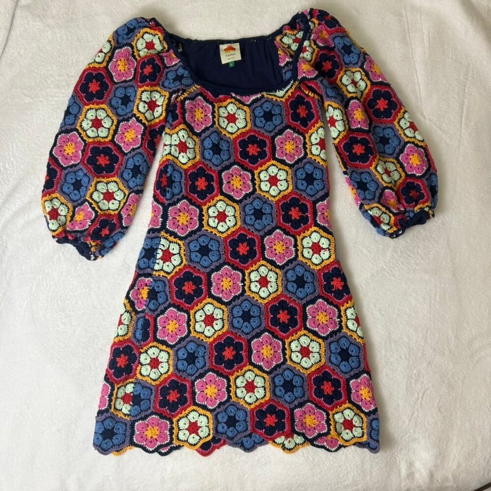 Farm Rio Crochet Floral Mini Dress Anthropologie Size S Style # S2100334
